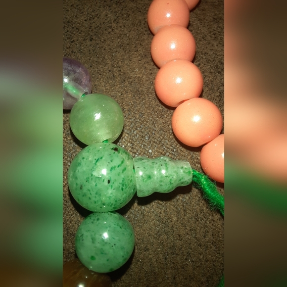 Gemstone mala bead bracelet and acrylic beaded bracelet - Picture 2 of 14